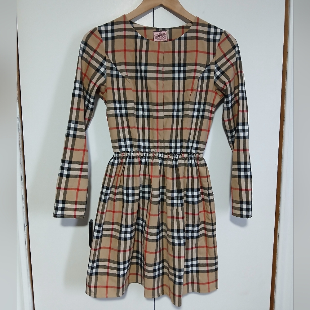 ​Vintage Y2K Juicy Couture Plaid Tartan Dress Long Sleeve Mini Pink Tag XS/S